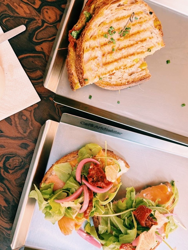Toast and open smoked salmon sandwich — breakfast at Café Arkitekter