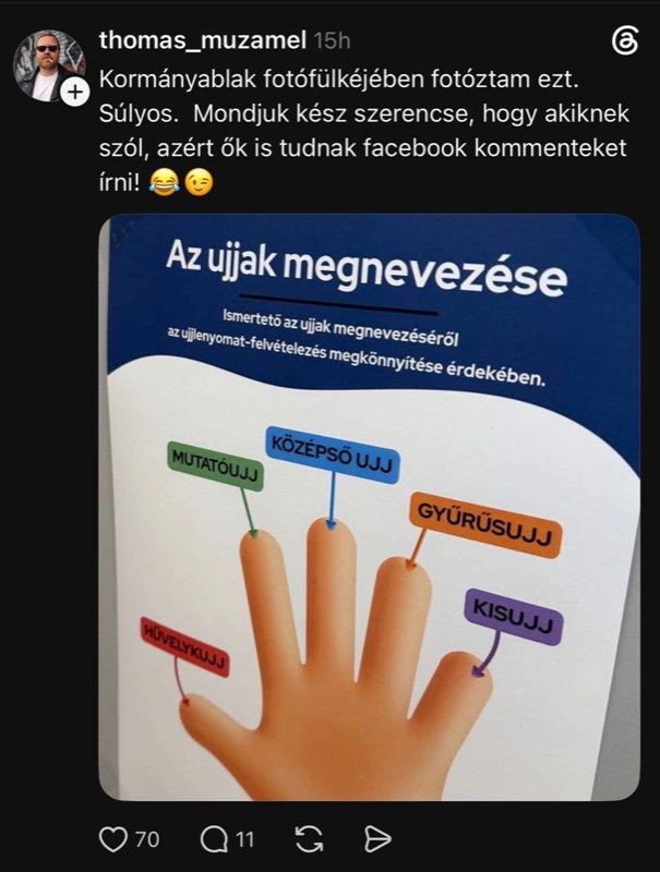 Finger name poster in a Kormányablak photo booth