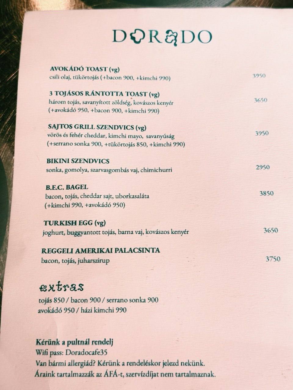 Café Dorado — coffee and menu