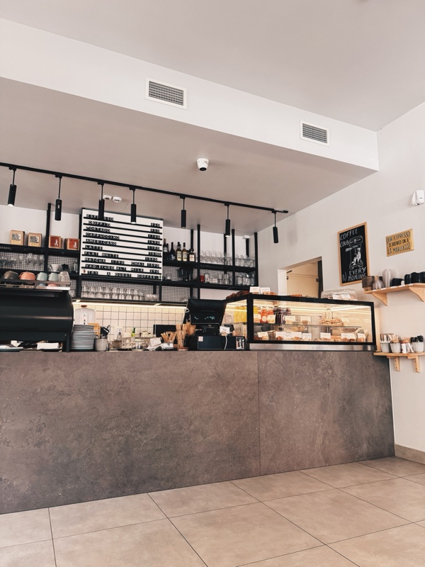 Nosh bar counter with menu board